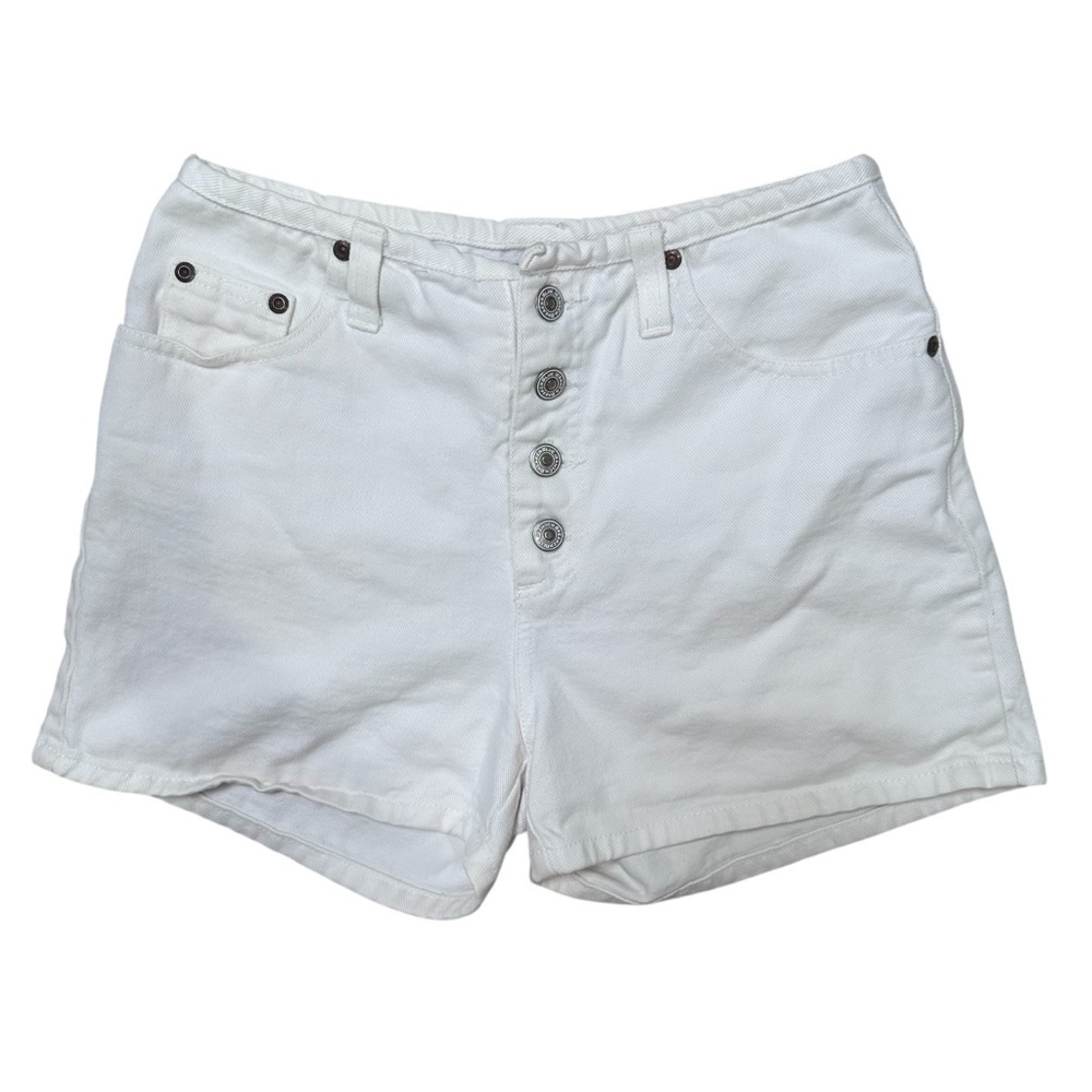 Vintage Breaker Blue Jean Women’s Size 5/6 White Button Denim Shorts